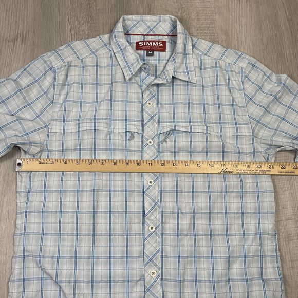 Simms Fishing Products Mens M Medium Plaid Button Down Shirt Short Sleeve J - Picture 9 of 12